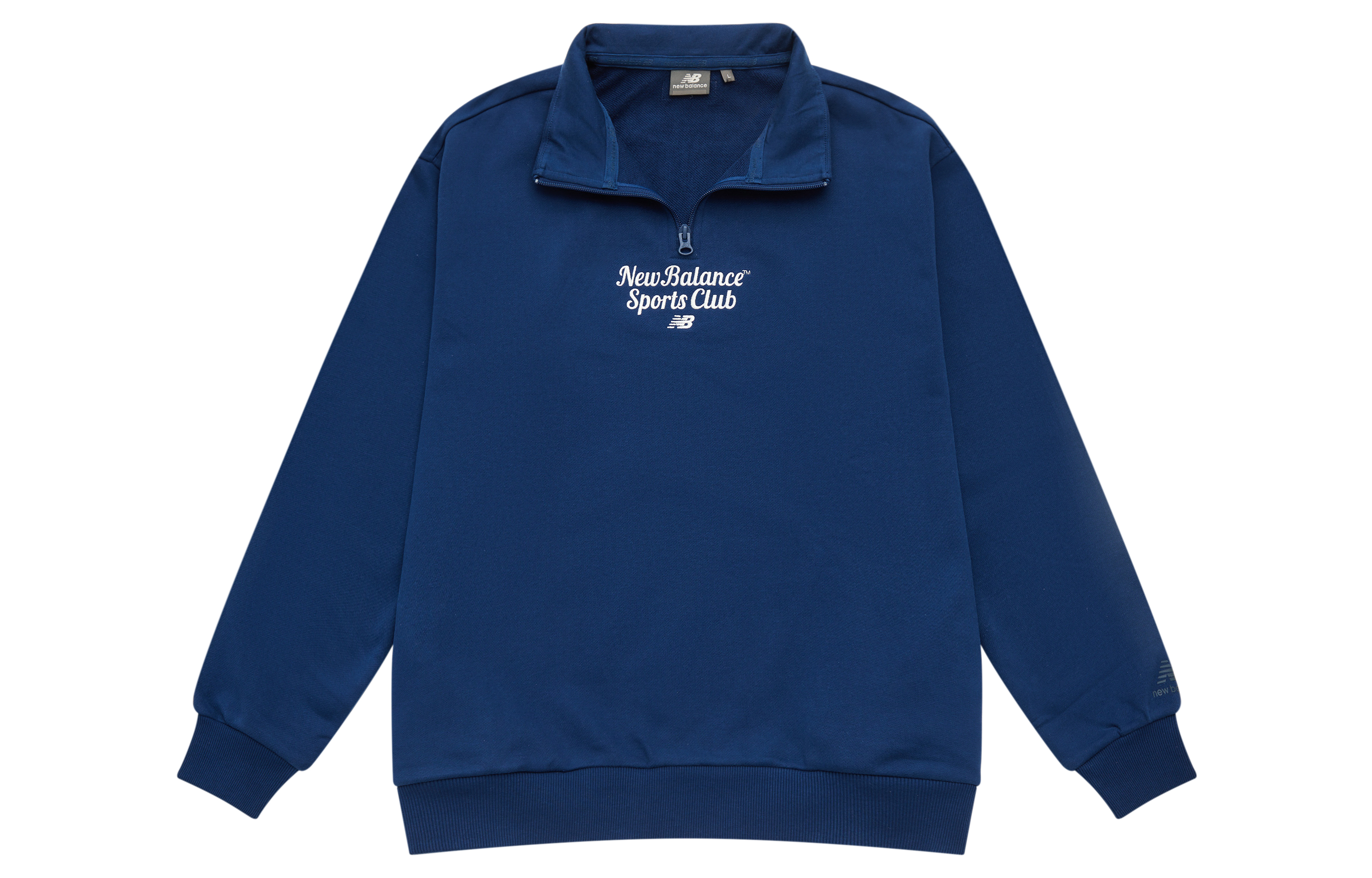 New Balance Navy Polo Collar Letter Print Casual Unisex Sweatshirt 5CD38071-NV