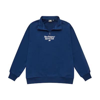 New Balance Navy Polo Collar Letter Print Casual Unisex Sweatshirt 5CD38071-NV