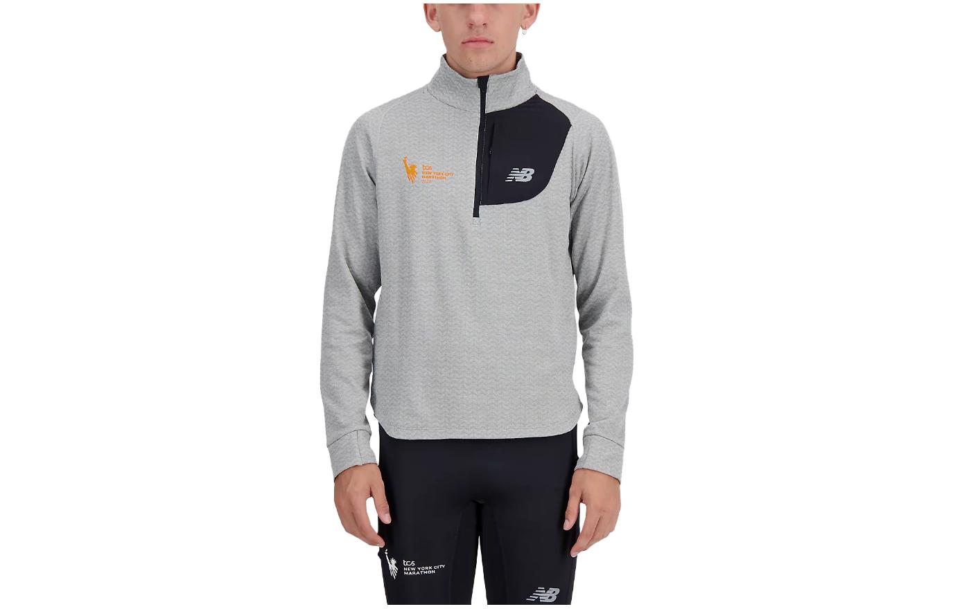 New Balance NB Heat Grid Gray High-Neck Pullover Sweatshirt MT33252MAG