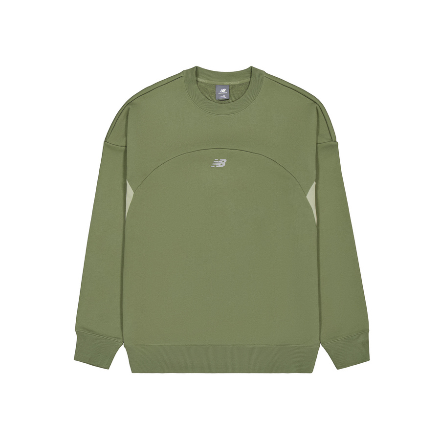 New Balance NB Hyper Sports Didu Logo Patchwork Crewneck Sweatshirt Olive Unisex NCE37031-KH