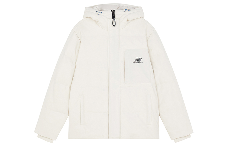 New Balance NBX Logo White Down Jacket Winter Warm Hooded Coat White. AMJ13331-BE