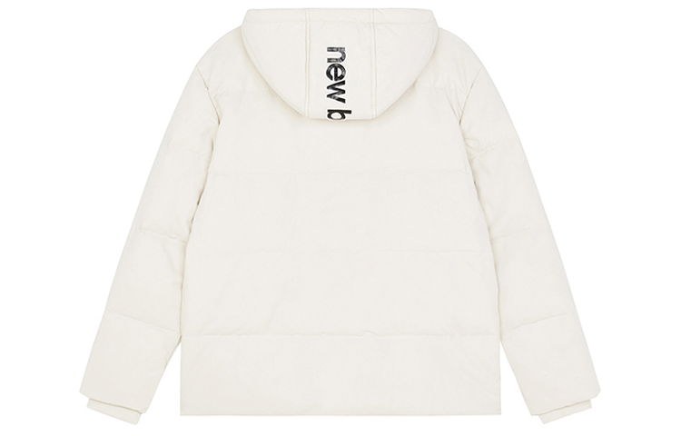 Lookbook New Balance NBX Logo White Down Jacket Winter Warm Hooded Coat White. AMJ13331-BE