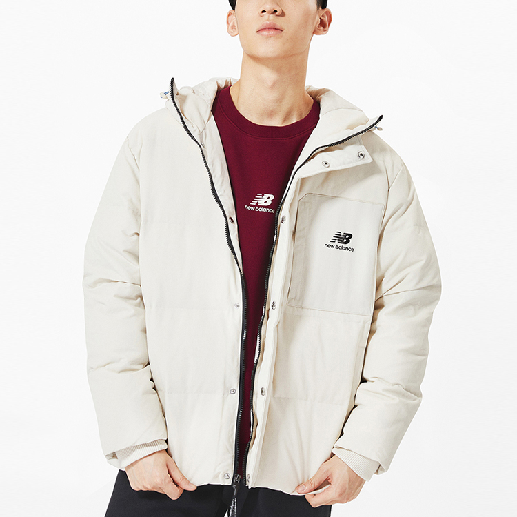 Purchase New Balance NBX Logo White Down Jacket Winter Warm Hooded Coat White. AMJ13331-BE