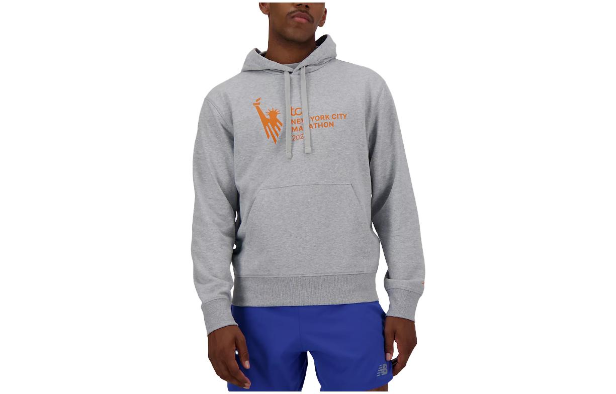 New Balance NYC Marathon Essentials Stacked Logo Hoodie Gray MT33537M-AG