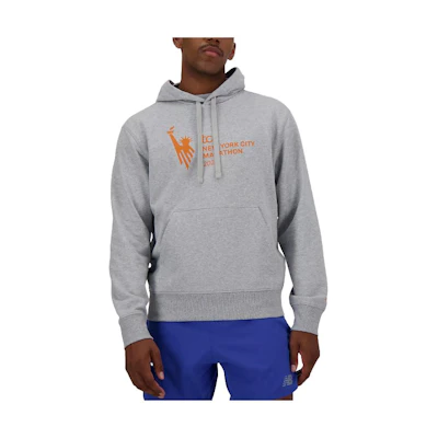 New Balance NYC Marathon Essentials Stacked Logo Hoodie Gray MT33537M-AG