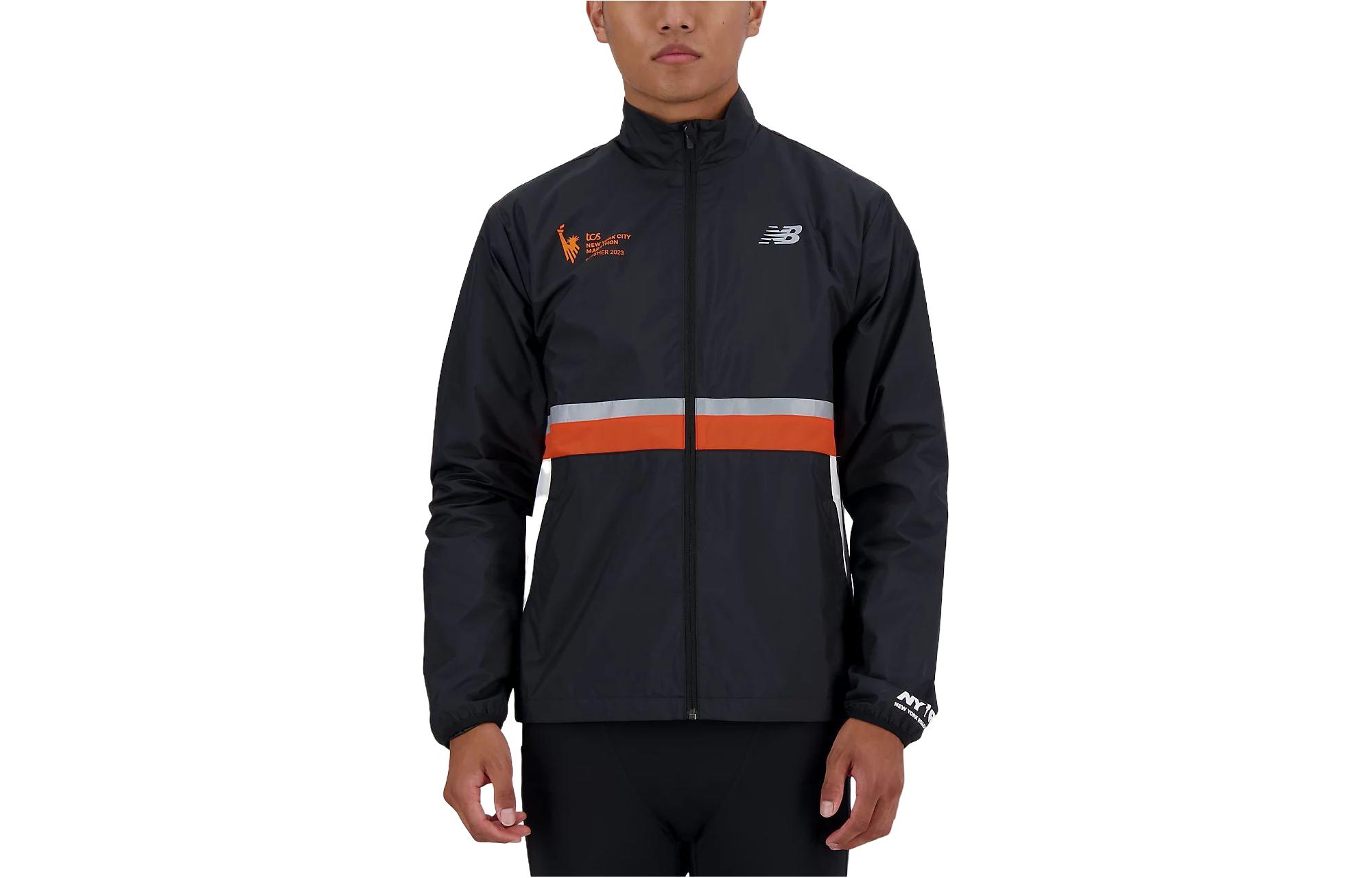 New Balance NYC Marathon Finisher Jacket Black Colorblock Letter Print MJ33205M-BK