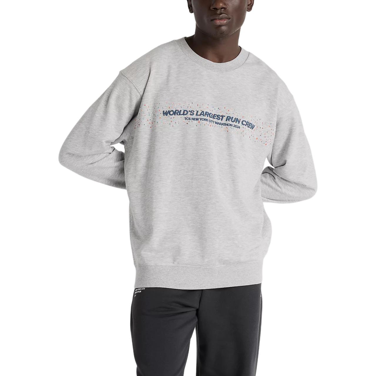 New Balance NYC Marathon French Terry Graphic Crew Sweatshirt Athletic Gray Men MT43599M-AG