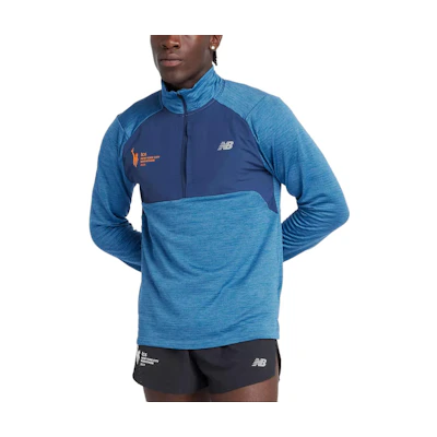 New Balance NYC Marathon Heat Grid Fleece Sweatshirt Men Heron Blue MT43204M-HEB
