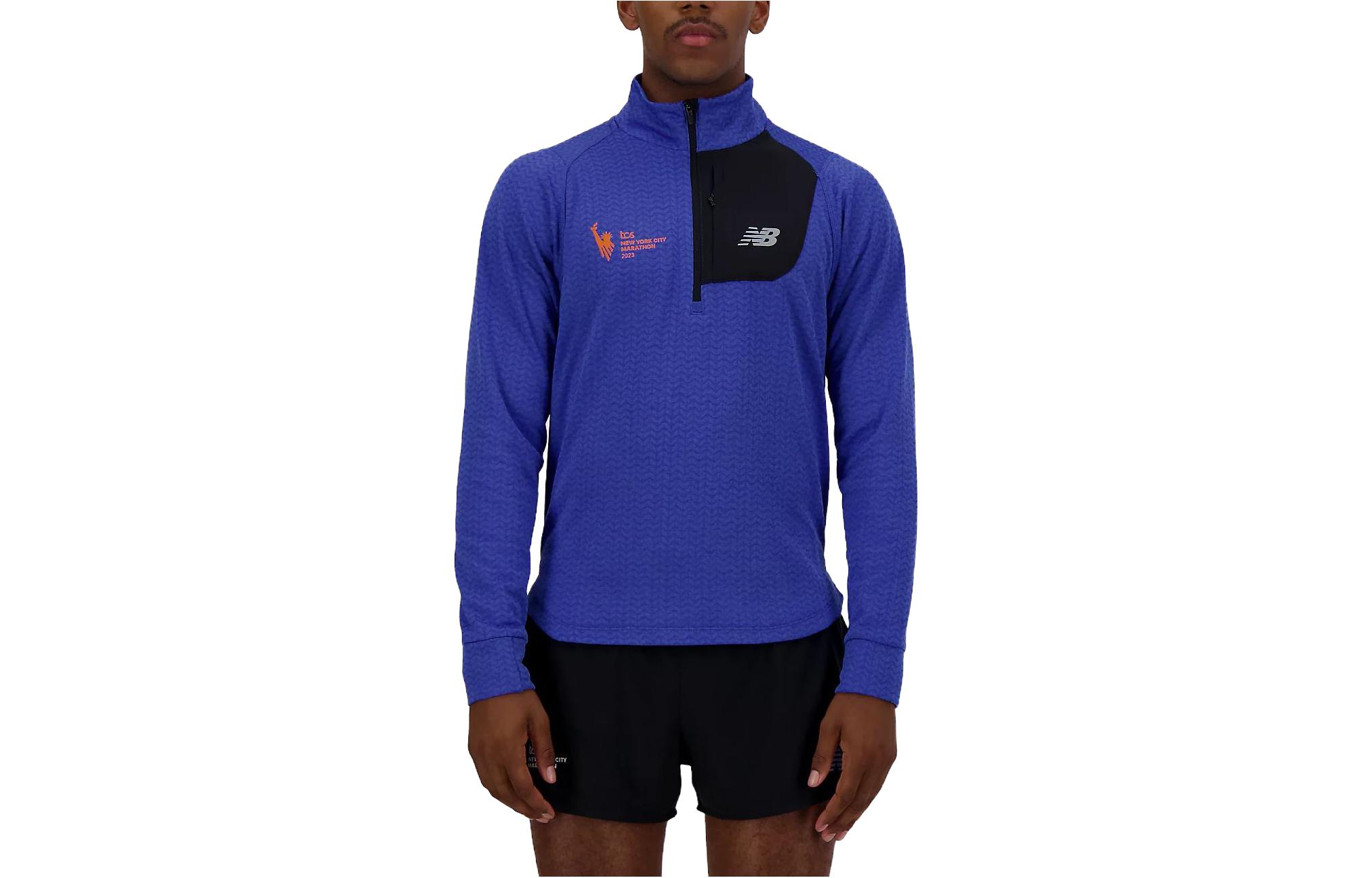 New Balance NYC Marathon Heat Grid Half Zip Pullover Sweatshirt Blue MT33252M-MBH