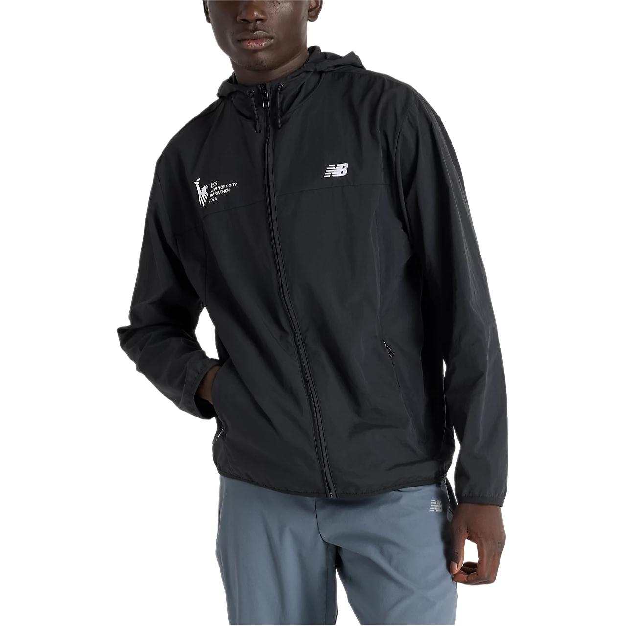 New Balance NYC Marathon Logo Print Outdoor Sports Hoodie Jacket Black Men MJ43566M-BK