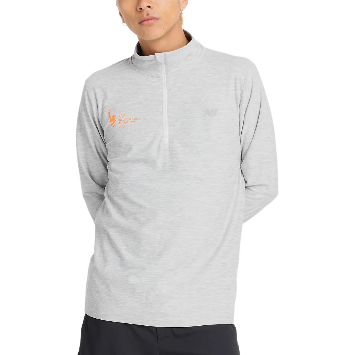 New Balance NYC Marathon TCS Space Dye 1/4 Zip Pullover Sweatshirt - Athletic Grey MT43915M-AG
