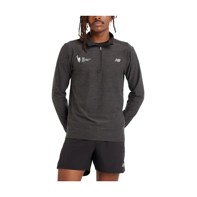 New Balance NYC Marathon TCS Space Dye 1/4 Zip Pullover Sweatshirt Black MT43915M-BKH