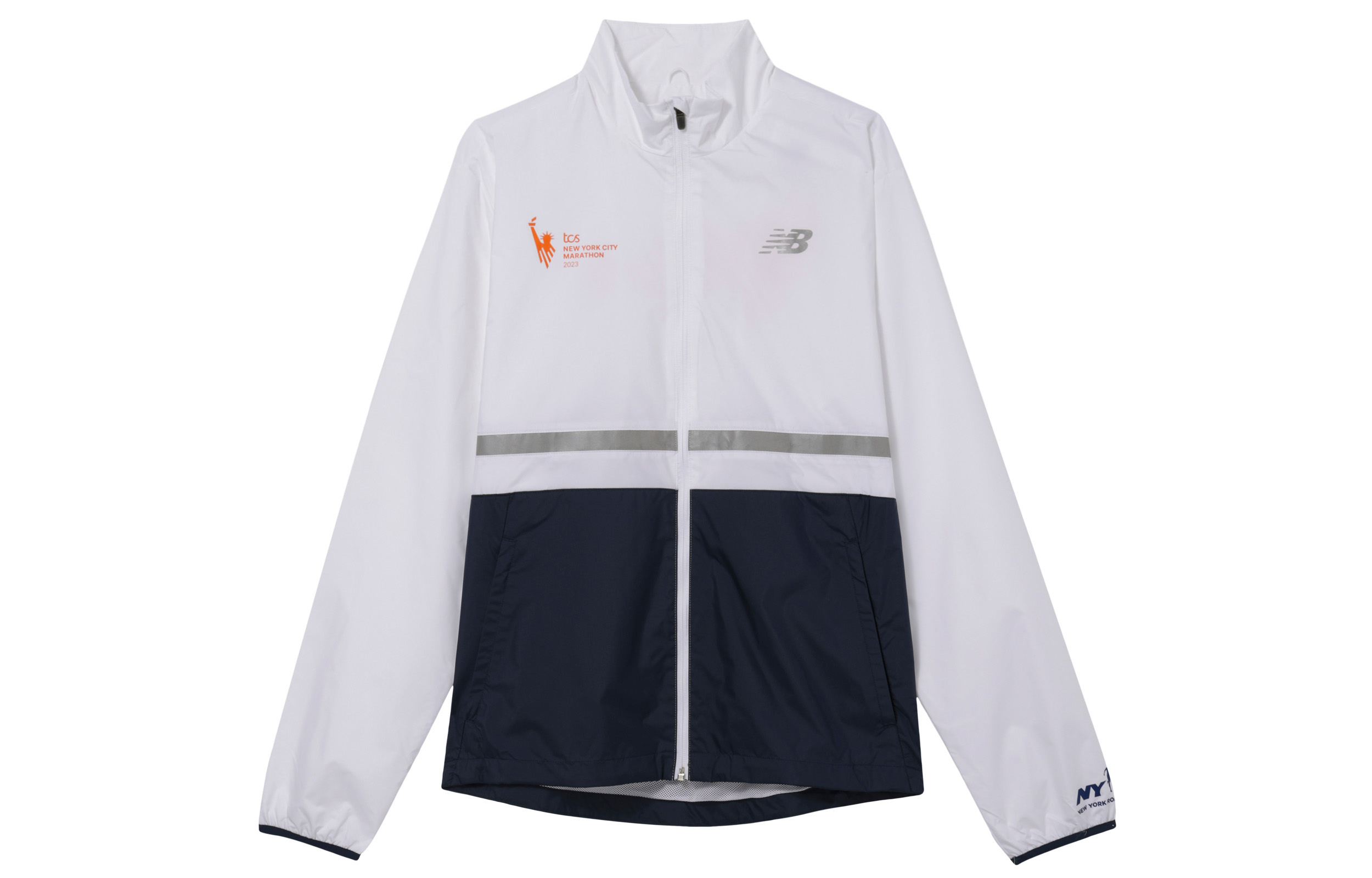 New Balance NYC Marathon White Logo Print Zip-Up Jacket  Long Sleeve. MJ33200-MWT