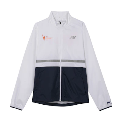 New Balance NYC Marathon White Logo Print Zip-Up Jacket Long Sleeve. MJ33200-MWT