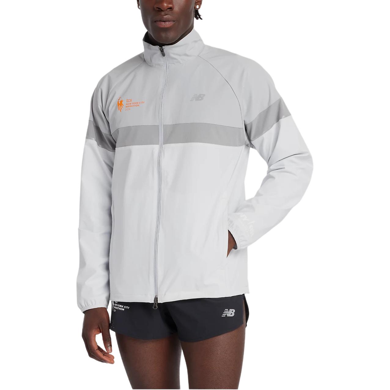 New Balance NYC Marathon Windproof Waterproof Full-Zip Jacket Aluminum Grey MJ43200M-ALE