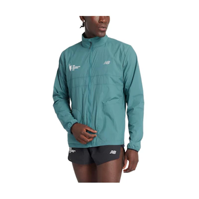 New Balance NYC Marathon Windproof Waterproof Jacket Green Foldable MJ43276M-NUS