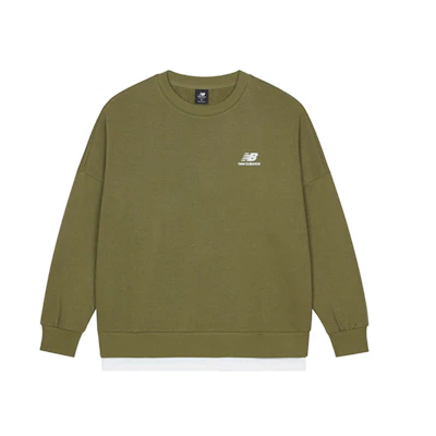 New Balance Olive Green Logo Crewneck Sweatshirt Unisex AMT13345-OV