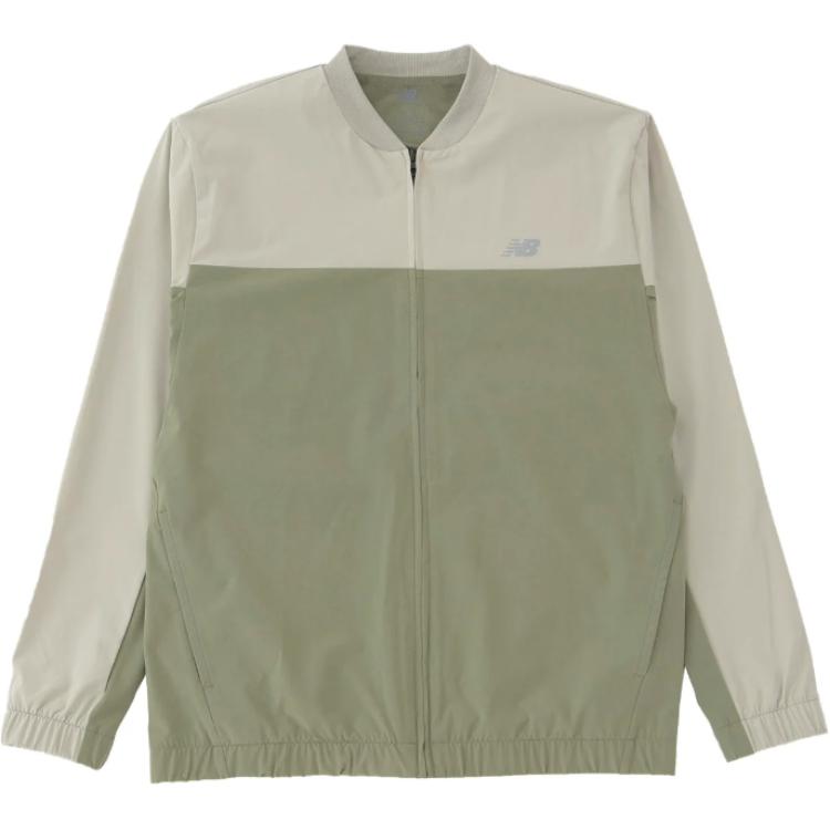 New Balance Olive Green Logo Print Colorblock Zip-Up Jacket MJ41017-DEK