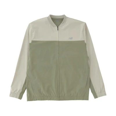 New Balance Olive Green Logo Print Colorblock Zip-Up Jacket MJ41017-DEK