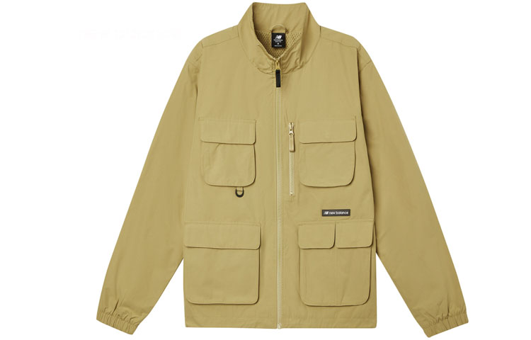 New Balance Outdoor Casual Multi-Pocket Woven Stand-Collar Jacket Khaki Men AMJ11322-BEI
