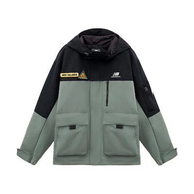 New Balance Outdoor Multi-Pocket Jacket Black Green Colorblock Unisex Hoodie NAA89023-GRN