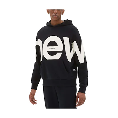 New Balance Oversized Logo Print Hoodie Unisex Black UT23504-BK