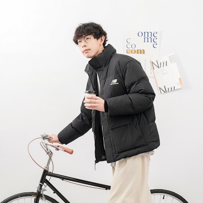 New Balance Oversized Logo Puffer Jacket Black Unisex. AMJ14309-BK Shop New Balance Oversized Logo Puffer Jacket Black Unisex. AMJ14309-BK