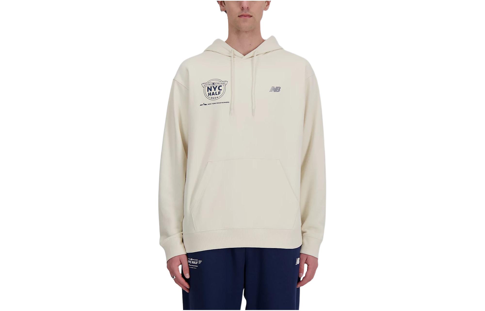 New Balance Oversized Pullover Sweatshirt with Logo Print - Beige MT41647C-LIN