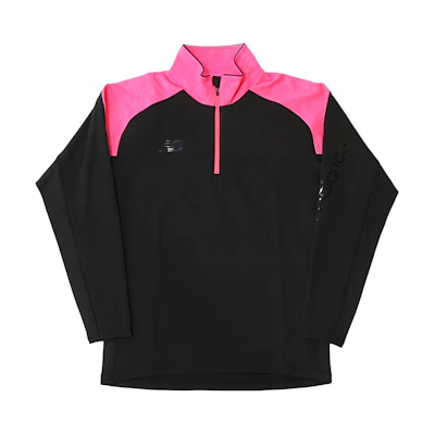 New Balance Pink Half-Zip Logo Pullover Sweatshirt with Colorblock Design JMTF1160-BAK
