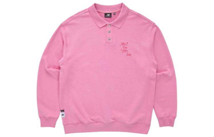 New Balance Pink Polo Collar Long Sleeve Sweatshirt nbncb3l033-25