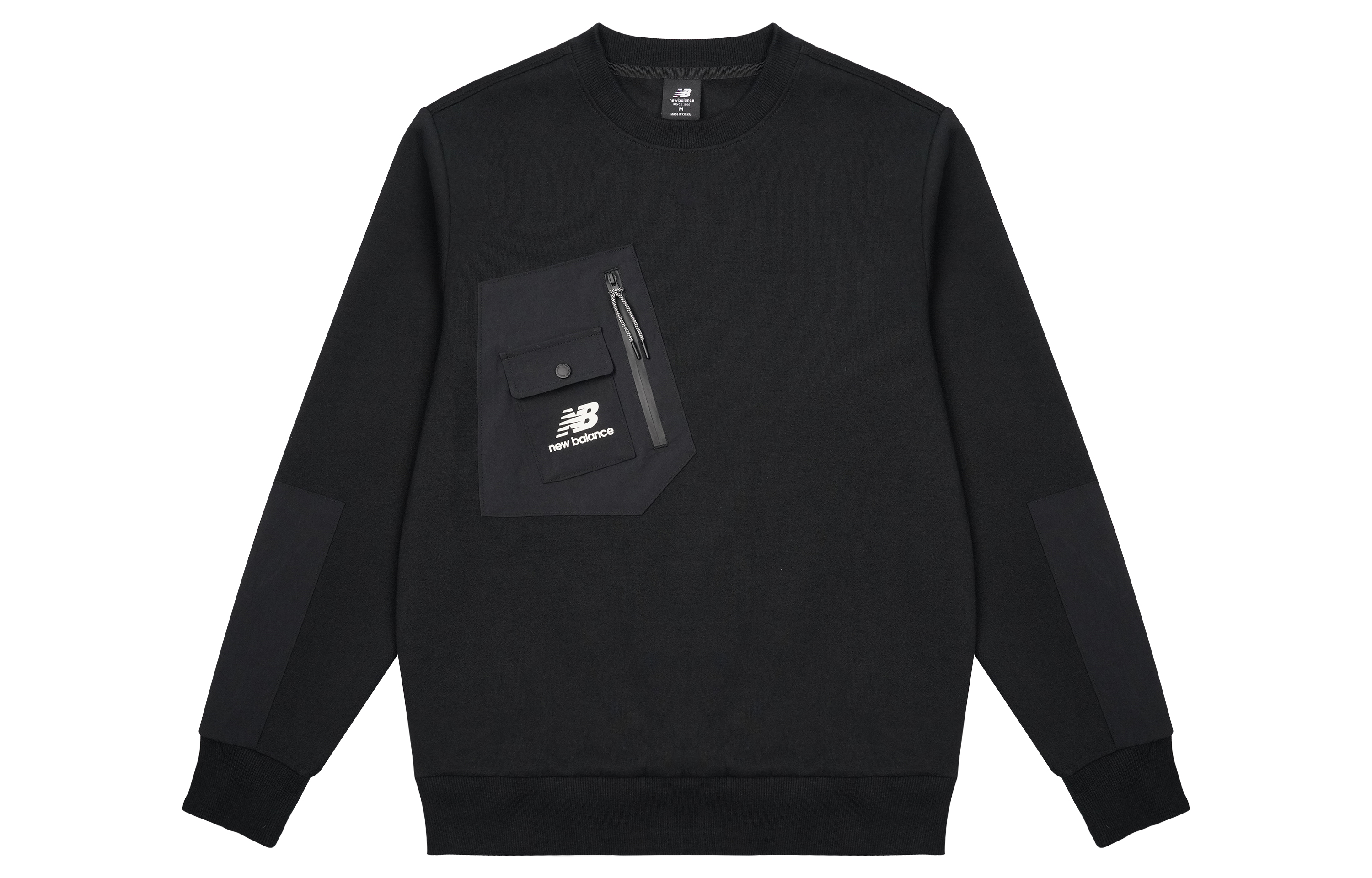 New Balance Pocket Patchwork Knitted Crewneck Sweatshirt Black (Unisex) AMT13378-BK