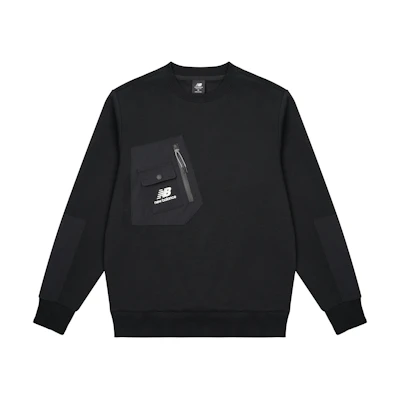New Balance Pocket Patchwork Knitted Crewneck Sweatshirt Black (Unisex) AMT13378-BK