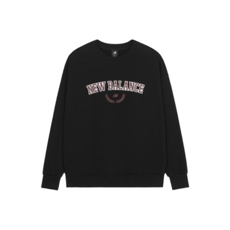 New Balance Printed Letter Pullover Sweatshirt Unisex Black AMT31309-BK