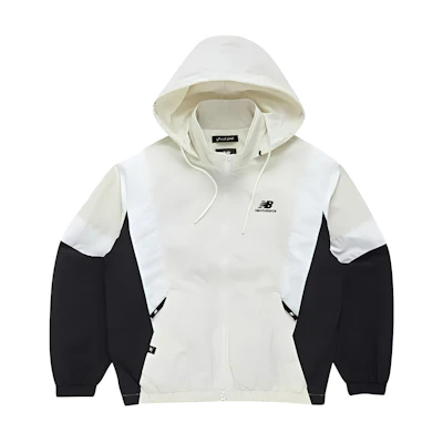 New Balance Printed Logo Colorblock Hoodie Jacket Cream & Black Unisex NBNAD12323-10