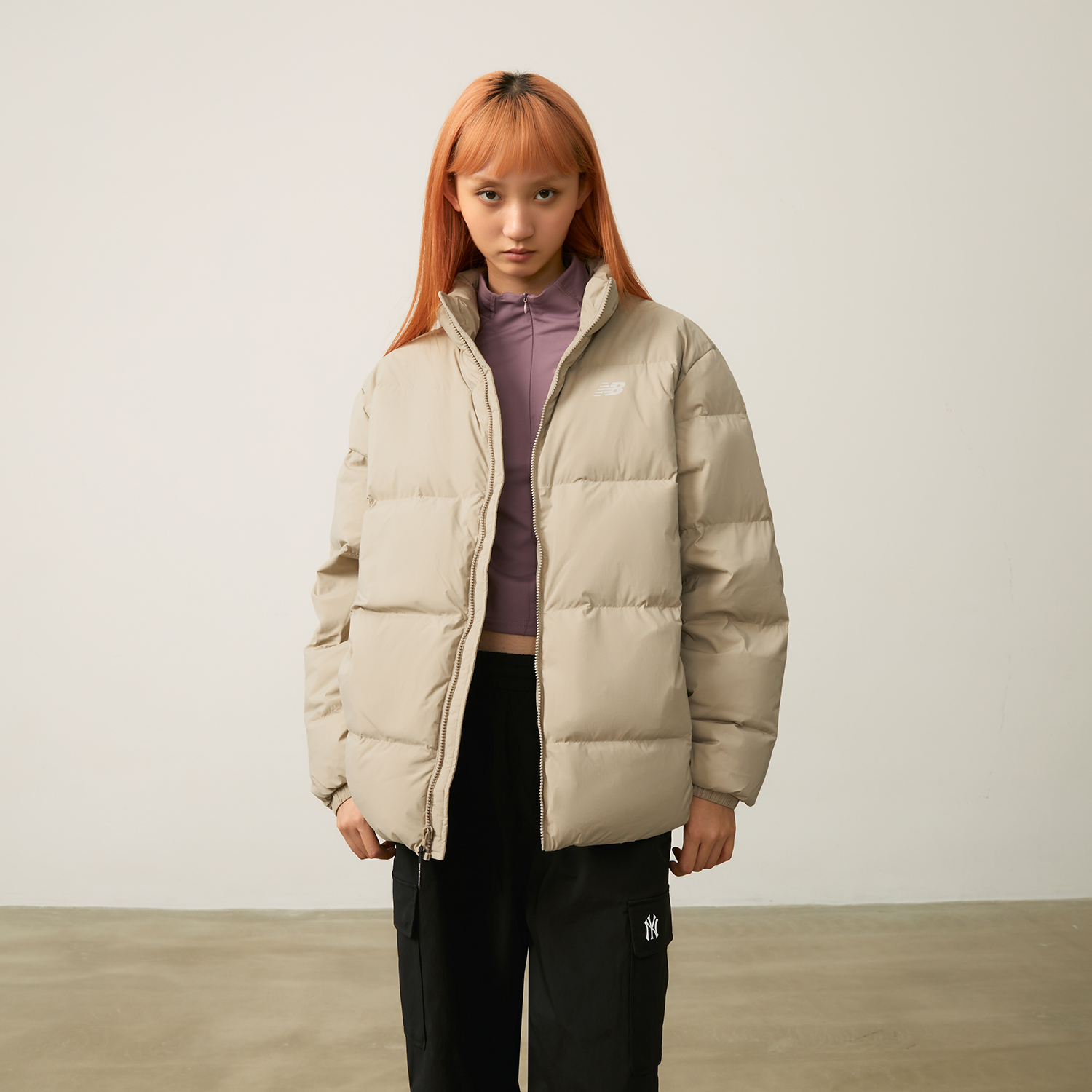 Sizing New Balance Puffer Jacket Khaki Unisex - Classic Logo, Lightweight, Warm Casual Wear AMJ44302-SOT