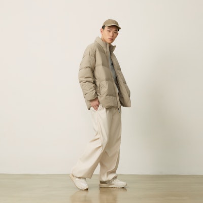 New Balance Puffer Jacket Khaki Unisex - Classic Logo, Lightweight, Warm Casual Wear AMJ44302-SOT 1