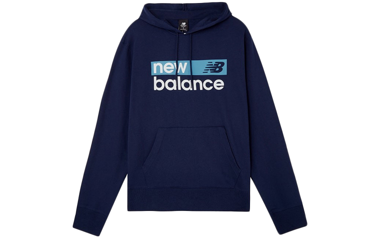 New Balance Pullover Hoodie with Logo, Navy Blue MT03902-PGM