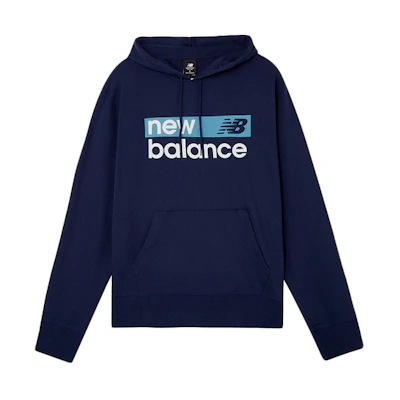 New Balance Pullover Hoodie with Logo, Navy Blue MT03902-PGM