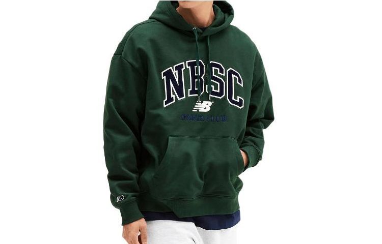 New Balance Pullover Hoodie with Logo Print - Dark Green NBN0D41823-62