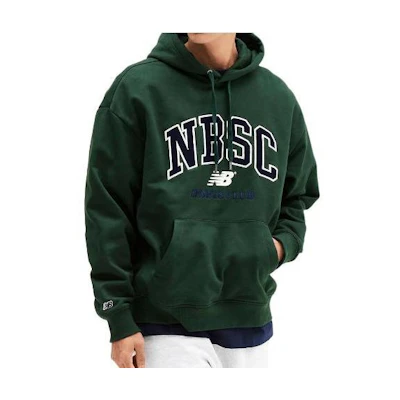 New Balance Pullover Hoodie with Logo Print - Dark Green NBN0D41823-62
