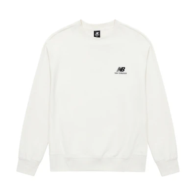 New Balance Pure Color Embroidered Logo Oversized Crewneck Sweatshirt White Unisex AMT31326-CIC
