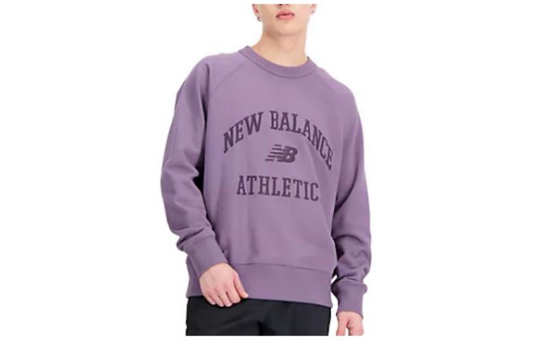 New Balance Purple Loose Fit Letter-Print Crewneck Sweatshirt AMT33550-SHW