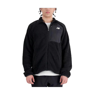 New Balance Q Speed Sherpa Jacket Black Full-Zip Long Sleeve MJ33285-BK
