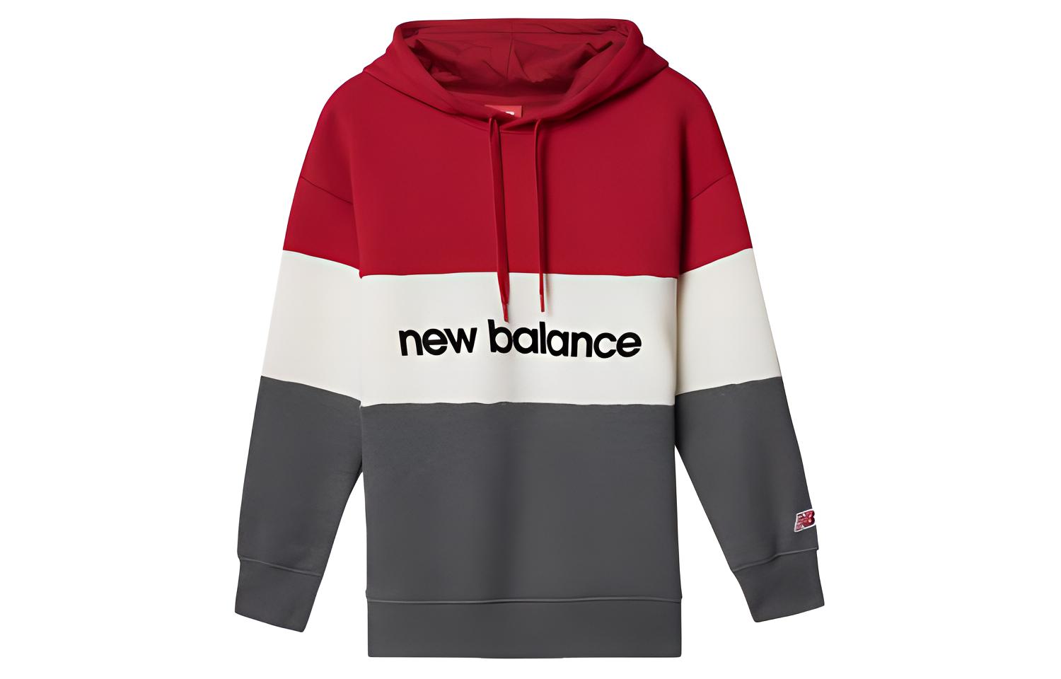 New Balance Red and White Letter Hoodie AMT93545