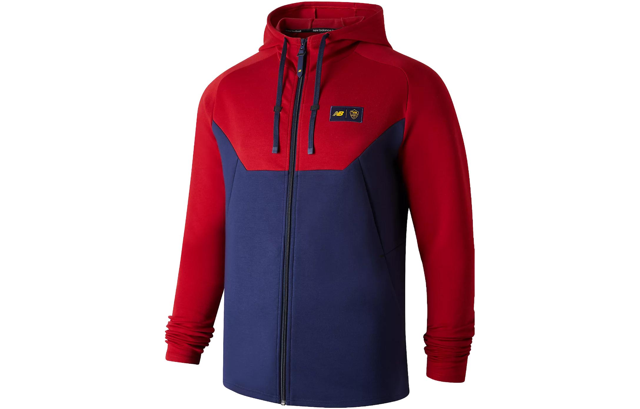 New Balance Red Blue Colorblock Logo Zip Hoodie Jacket MT231235-RDP