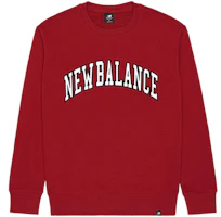 New Balance Red Crewneck Sweatshirt with Letter Print Casual Style MT03515-NCR New Balance Red Crewneck Sweatshirt with Letter Print Casual Style MT03515-NCR