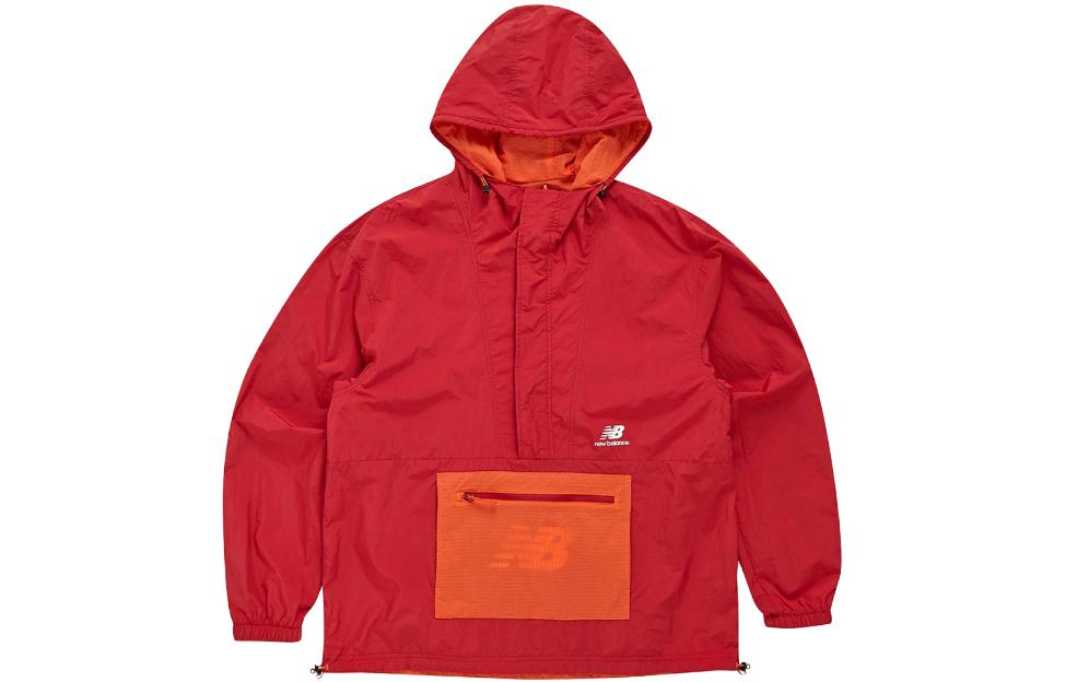New Balance Red Logo Print Hooded Jacket Long Sleeve NBNAC12023-20