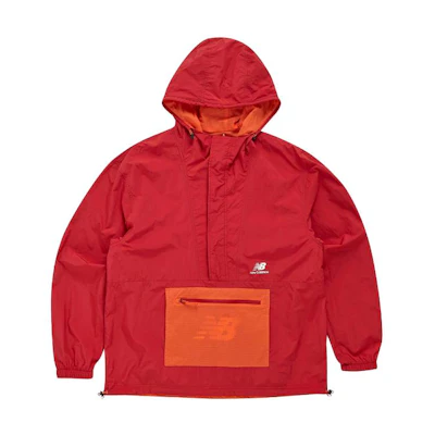 New Balance Red Logo Print Hooded Jacket Long Sleeve NBNAC12023-20