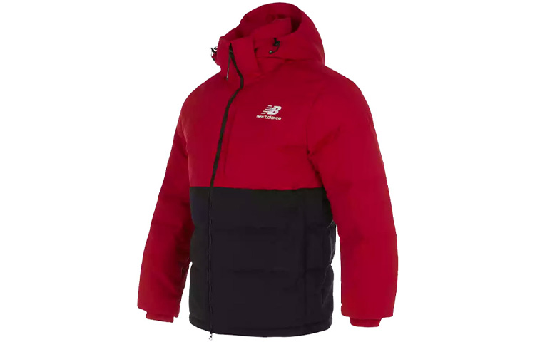 New Balance Red Winter Colorblock Hooded Down Jacket AMJ93551-REP