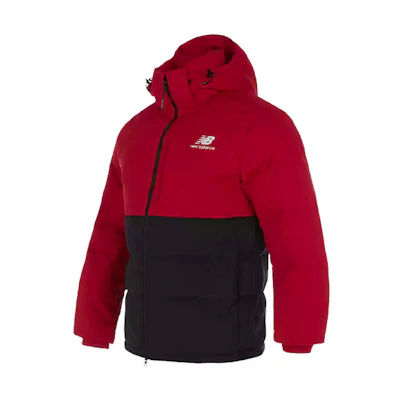 New Balance Red Winter Colorblock Hooded Down Jacket AMJ93551-REP